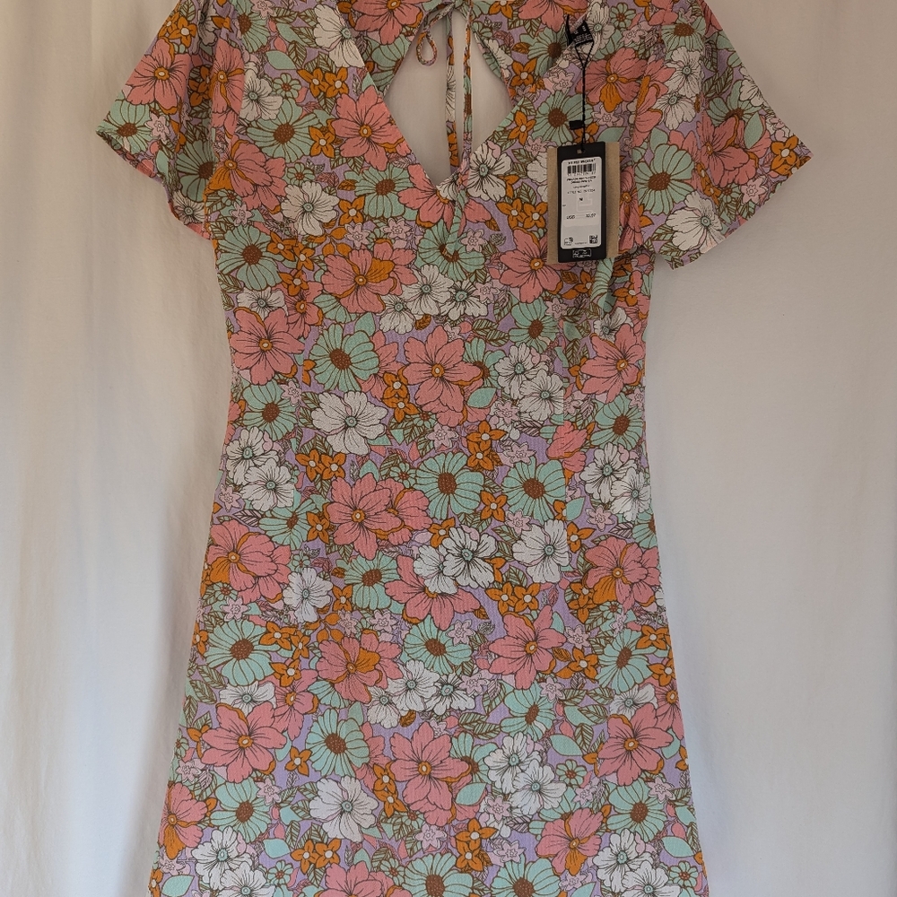 Vero Moda Mini Dress M Floral Lavendula V- Neck Polyester NWT